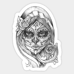 Sugar Skull Girl Day of the Dead Sticker